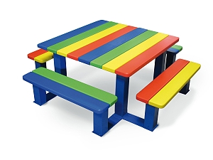 Piknikový dětský stůl 150x150 cm - různobarevný