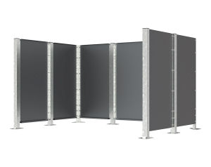 (obrázek pro) DECORATIVE WHEELIE BIN STORE OR FENCE ANGLED POST ON BASE PLATE - FIXED