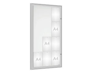 (obrázek pro) Vitrína CLASIQUE pro 12x A4, výplň PLEXICHOCS, eloxovaná